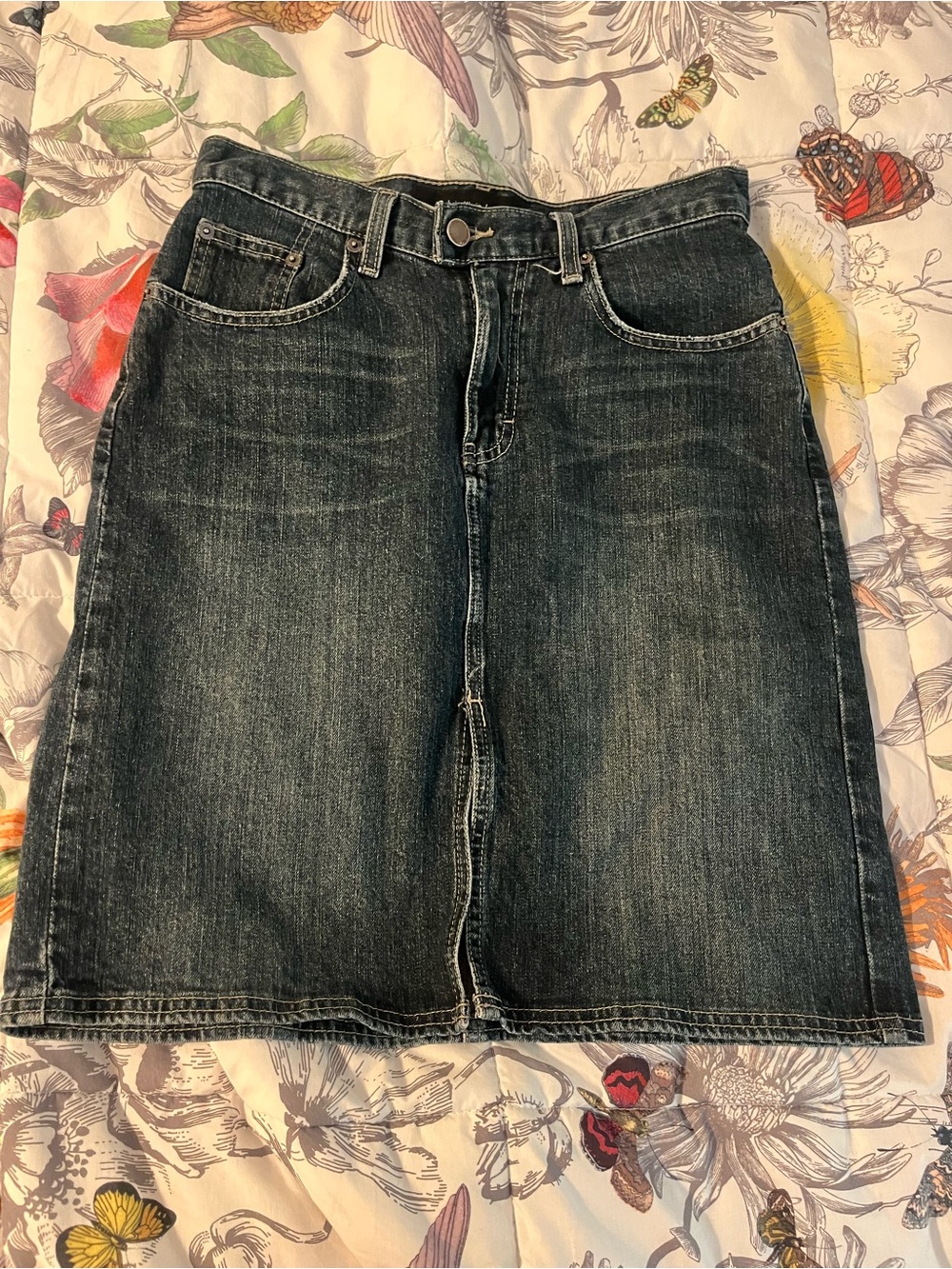 Calvin Klein Dark Blue Denim Midi Skirt